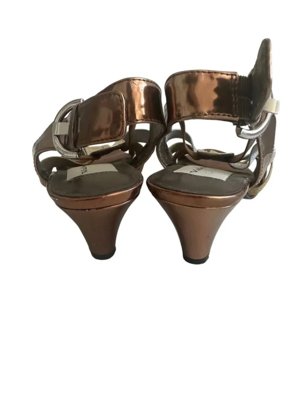 AJ VALENCI Multicolor Metallic Heels Sandals Size 8.5 - Picture 6 of 8